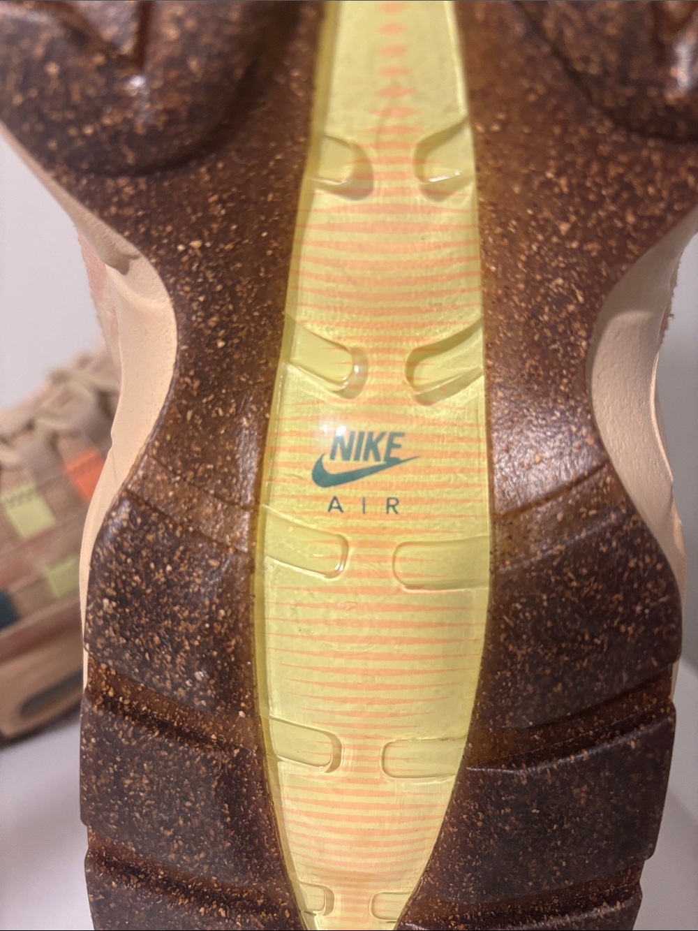 Nike Men’s Air Max 95 Sneakers - Tan with Orange & Green Accents - Picture 2 of 7